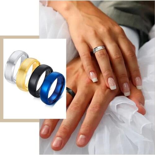 Basic Plain Wedding Bands Ring for Women Men, Anti Allergy Stainless Steel Classic Finger Jewelry,6mm,US Size 6 to 14