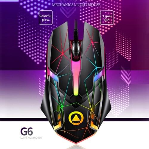 USB Wired Gaming Mouse Led Light 1200DPI Optical Computer Mouse for PC Laptop 3 Keys Ergonomic Mice Night Glow Mechanical Mouse