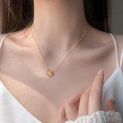 ModaOne Luxury Geometric Round Circle Gold Color Cubic Zirconia Clavicle Chain Necklace For Women Girls Dainty Trendy Jewelry