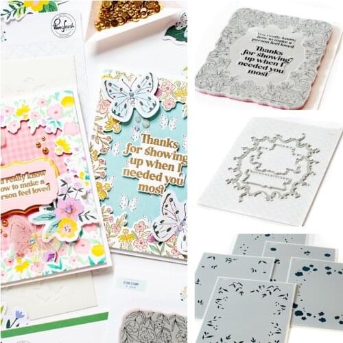 Happy blooms frame Cutting Dies Stamps Stencil Scrapbook Diary Decoration Stencil Embossing Template DIY Greeting Card Handmade