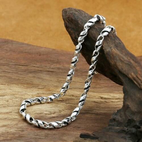 Solid 925 Sterling Thai Silver rope link Chain Necklace men women jewelry 4mm A4744