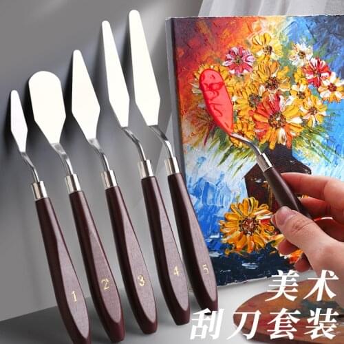 Oil painting scraper gouache pigment picking knife toning flat soft palette spatula texture pointed round head art supplies