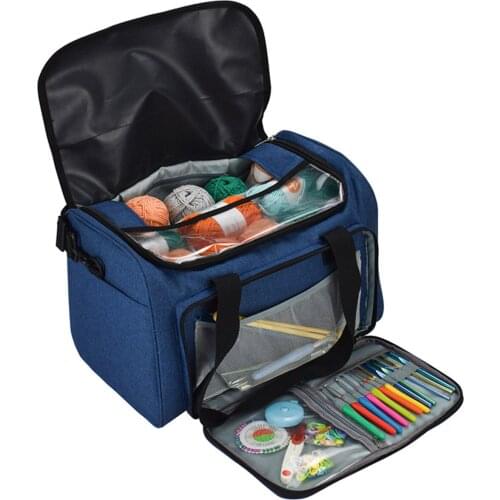 Knitting Bag Portable Yarn Storage Bag Tote for Wool Crochet Hooks Knitting Needles Sewing Supplies Set DIY Household Organizer