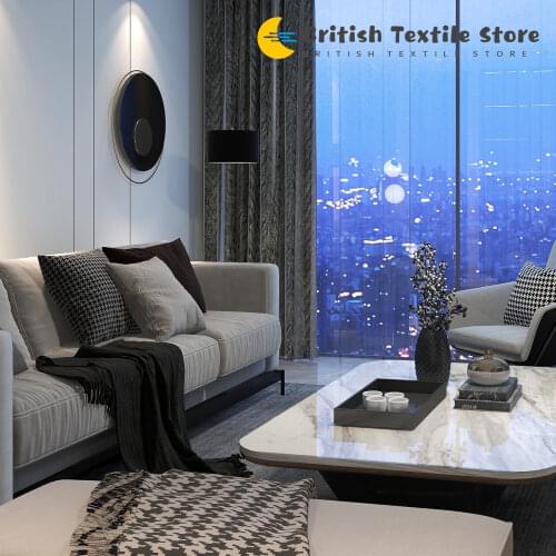 High-end Curtains Cotton Linen Blackout Curtains, Herringbone Pattern, Finished Modern Nordic Bedroom Living Room Study Curtains
