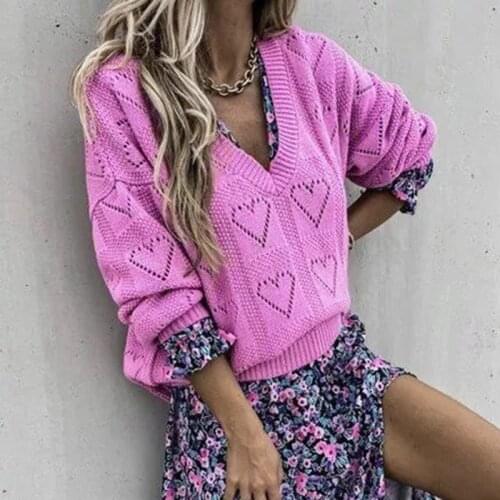 Women Sweater Hollow Knitted Pullover Openwork Oversized Sweaters Female Solid Long Sleeve Loose Fashion Sweaters Women Top