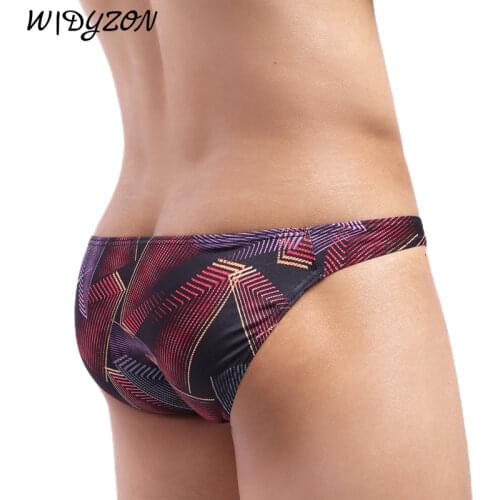 Sexy Men Underwear Mens Briefs Milk Silk Print Briefs Underpants Low Waist Ropa Interior Hombre Gay Underwear Men Bikini Brief
