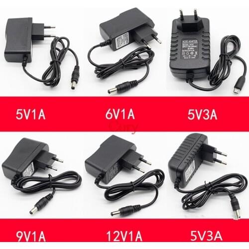 1pc 100-240V AC to DC Power Adapter Supply Charger adapter 3V1A5V1A 6V1A12V1A 9V1A 5V2A 15V1A EU Plug 5.5mm x 2.5mm CZYC