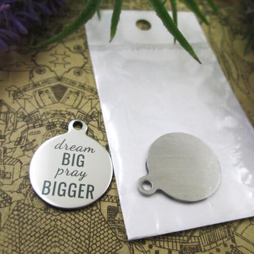 20pcs--"Dream Big Pray Bigger"stainless steel charms 5 styles for choosing DIY Charms for necklace bracelets