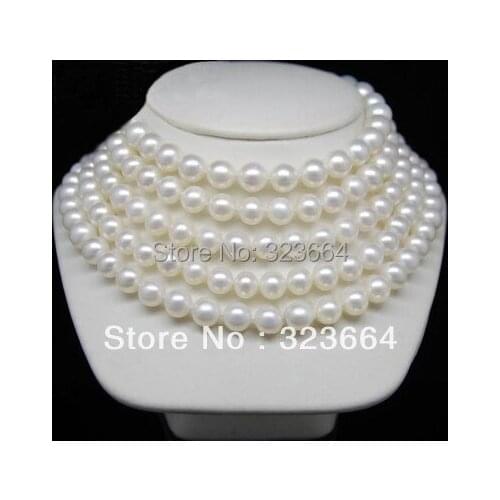 100" genuine south sea 9-10 white pearl necklace