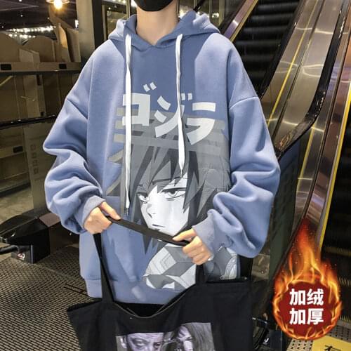 2020 Mens Loose Thicken Plush Hoodies Cotton Casual Coats Printing Oversized Streetwear Pullover Hip Hop Sweatshirts M-5XL