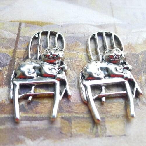 Newest 4Pieces 41*23mm Mixed Alloy Antique Silver Color Chair Cat Charms Vintage Pendant Accessory For DIY Jewelry Making