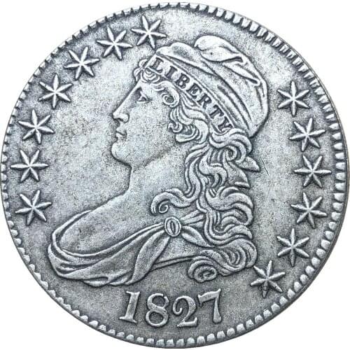 United States 50 Cents ½ Dollar Liberty Eagle Capped Bust Half Dollar 1827 Cupronickel Plated Silver Copy Coin