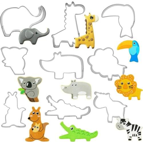 9pcs/set Stainless Steel Cute Animal Lion Shaped Cookie Cutters Kit Biscuit Mould Cake Molds Baking Molds Set Sugar Craft Tools