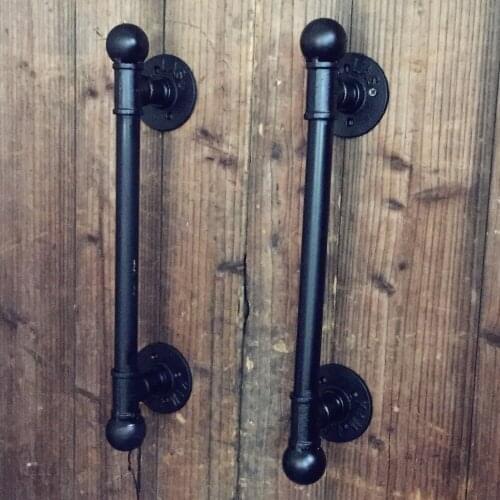 American Rural Antique Black Door Handle Handles Pull Pulls Water Iron Pipe chains gate handle germ free key