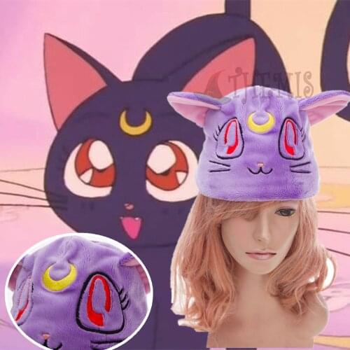 Athemis Luna hat from Sailor Moon plush fabric cat kitten style Berets and cosplay accessories