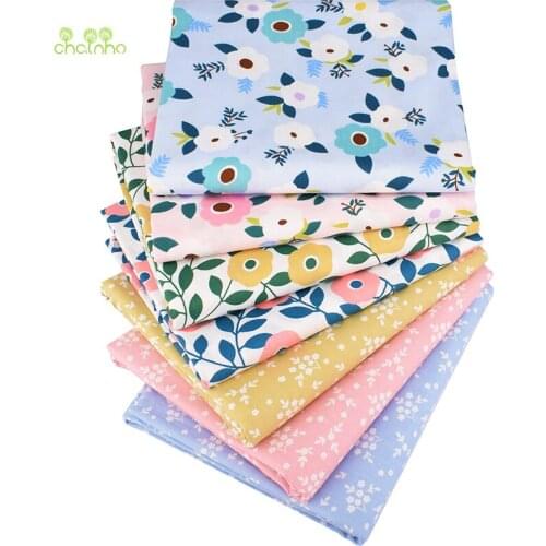 Chainho,7pcs,New Floral Series,Printed Twill Cotton Fabric,Patchwork Cloth For DIY Sewing Quilting Baby&Childs Material,40x50cm