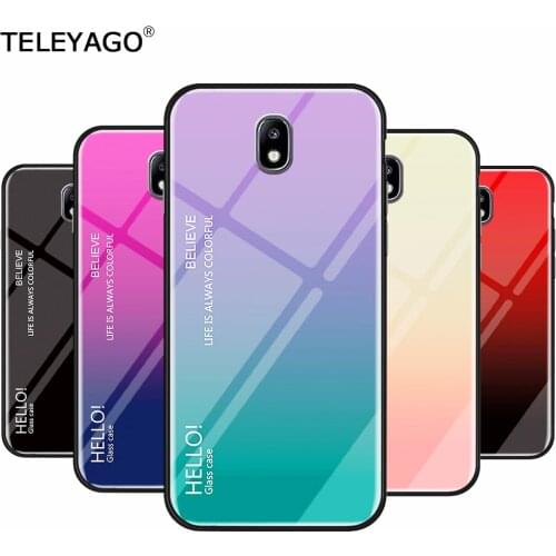 For Samsung Galaxy J3 J5 J7 J2Pro 2017 2018 Case Slim Gradient Double Color Tempered Glass Phone Case J330 J530 J730 J250 Cover