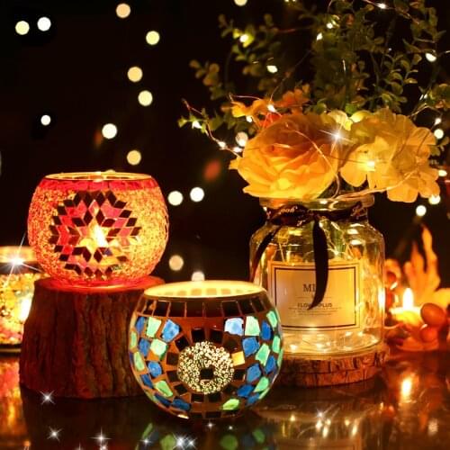 European-style color candle holder mottled moon glass ball candlestick for romantic candle-lit dinner bar prop Bar Decor