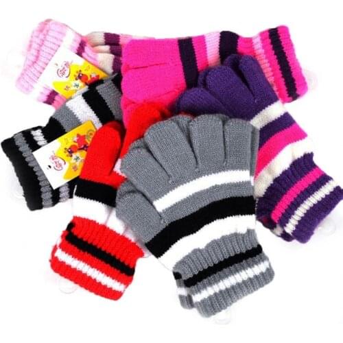 Children Girls Boys Kids Magic Stretchy Mittens Knitted Gloves Winter Warmer New R9JD