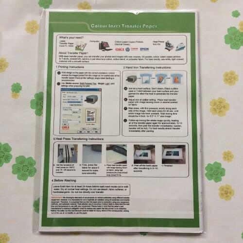 For color laser printers (80 pieces/lot) A4 size laser light color t-shirt heat transfer paper