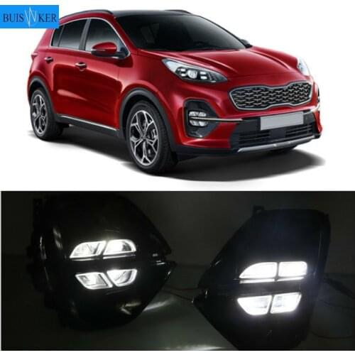 2pcs LED For Kia sportage KX5 2019 2020 Daytime Running Light DRL LED Day Light Front Bumper Head Fog Lamp Whit