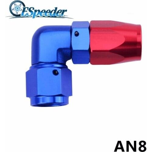 ESPEEDER AN8 Anoized Aluminum 90 Degree Enforced Oil Fuel Fitting Adapter Car Hose Connections Hose End Fittings Modified Parts