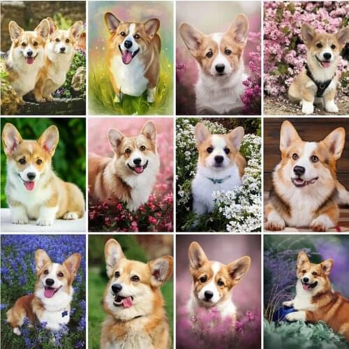 Evershine 5D DIY Diamond Painting Dog Mosaic Sale Diamond Embroidery Animal Craft Kit Diamond Mosaic Flower Home Decorations