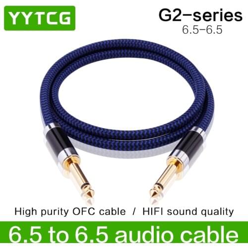 HIFI Dual 6.5mm to Dual 6.5mm Audio Cable 1/4" TS Jack 2 6.5mm to 2 6.5mm for Amplifier Mixer Electronic Organ Guitar OFC Cable