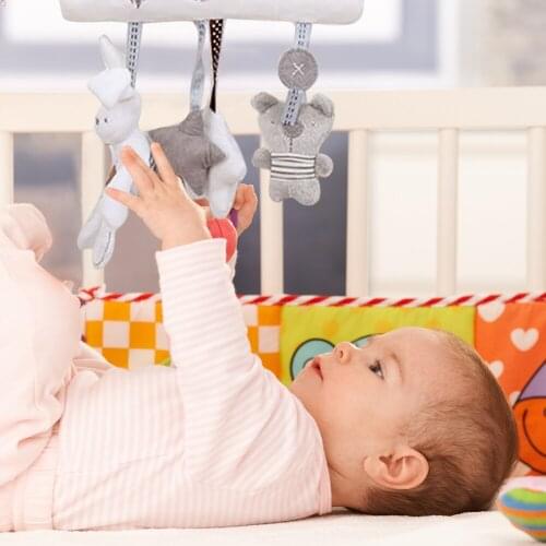 Rabbit Bear Baby Rattles Crib Stroller Mobile Toy Hand Rattle Bell Rotating Hanging Bed Bell Infant Musical Box Educational Toys