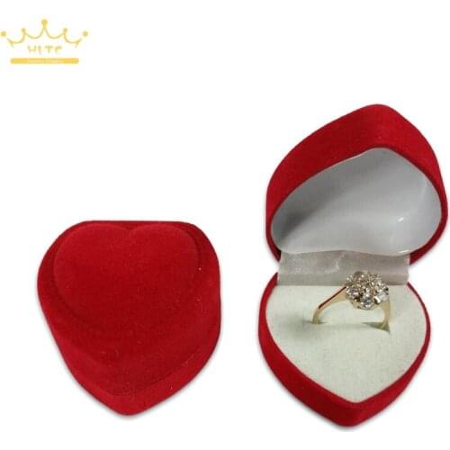 Red Velvet Heart-shaped Box 24pcs Wedding Ring Jewelry Display Box New Gift For Rings Display Box Jewelry Packaging 4*4*3cm