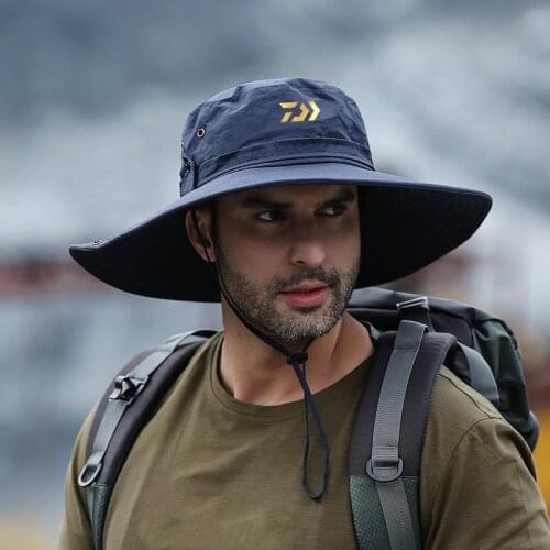 Summer Outdoor Sunshade Fishing Hat Mens Sunscreen Breathable Climbing Waterproof Quick-Drying Big Brimmed Fishing Caps