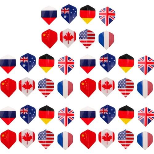 MagiDeal 40 Pieces Durable Extra Strong Standard Dart Flights Professional Darts Accessories - Multicolor - Flag Design