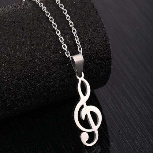 European and American fashion musical note necklace men and women stainless steel music symbol necklace pendant