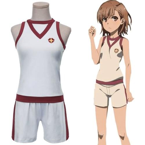 NEW A Certain Scientific Railgun T Cosplay Misaka Mikoto Cosplay Costume Uniform Tops Shorts Sports Clothes Outfit Carnival