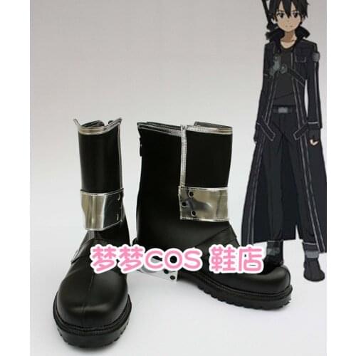 Sword Art Online Kazuto Kirigaya Kirito Men Cosplay Costume Shoes Boots Shoe Customized Size Halloween Carnival Party Props