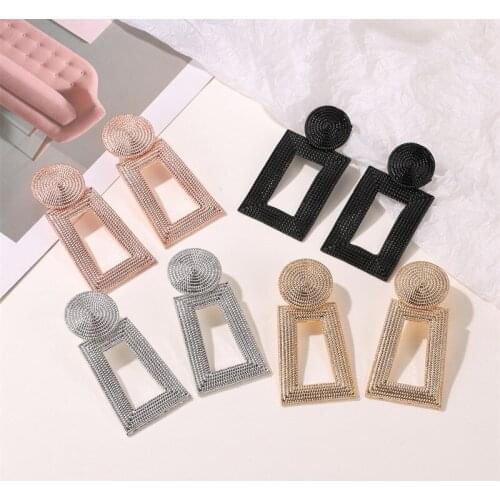 Orgin Summer Temperament Geometrical Trapezoid Square Dangle Earrings for Women Delicate Hollow Out Earrings Earrings Jewelry