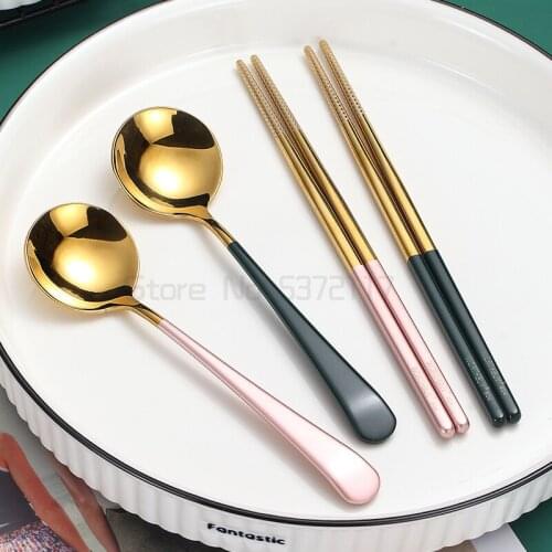 Stainless steel chopsticks spoon lovely portable tableware single student take out storage tableware box