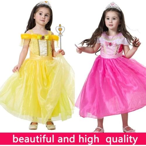 Girls Princess Belle Dress Kids Costume Cosplay Beauty and the Beast Gown Baby Girl Party Halloween Children roupas Fancy Dress