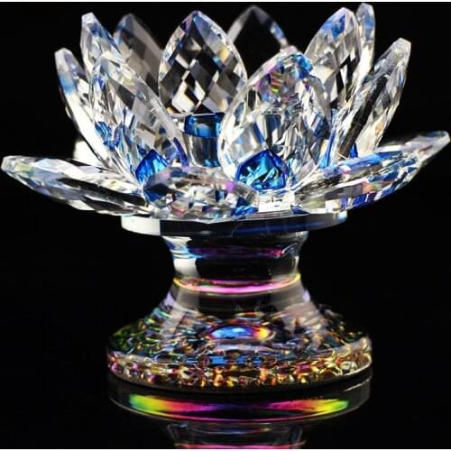 Beautiful Buddhism Crystal Lotus Tea Light Candle Holder Religious Home Decoration Gifts