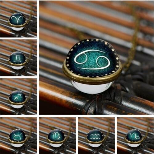 SONGDA 12 Constellation Pendant Necklaces Gemini Cancer Libra Scorpio Sagittarius Capricorn Leo Chain Necklace Man Woman Jewelry