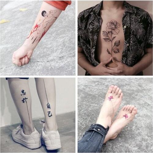 Rose Colorful Flowers Tattoo Waterproof Temporary Tattoo Sticker Body Art Water Transfer Tattoo Stickers