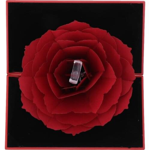 Foldable Pop Up Blooming Flower Holding Ring Box Ring Storage Case,Making Surprise for Your Girlfriend Wife Fiancee