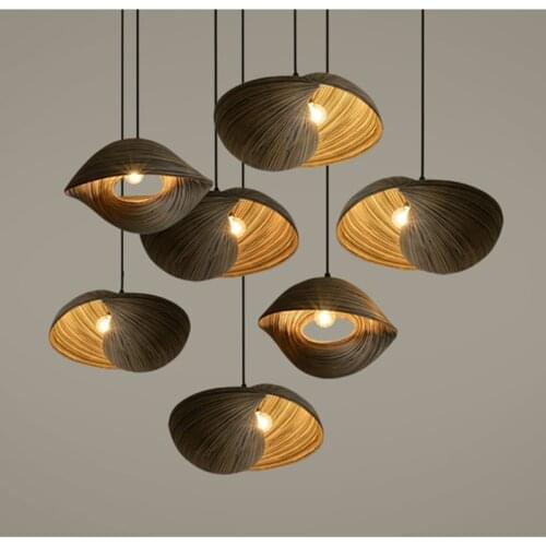 Modern Seashell Pendant Lamp Bamboo Weaving Dining Room Parlor Kitchen Hanging Lamp Coffee Nordic Decor Pendant Light Fixture