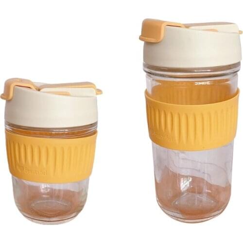 Glass Water Cups with Straw Water Cup Cute Hand Cup Compact and Portable Warm Water Cups DIY Baby Milk Cup Gift for Kids