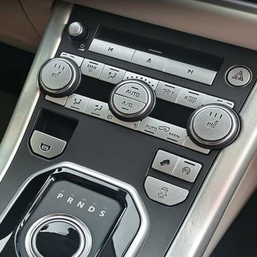 For Land Rover Range Rover Evoque 2012-18 Car styling Aluminum Alloy Silver Car Air Conditioning Button Sticker Car Accessories