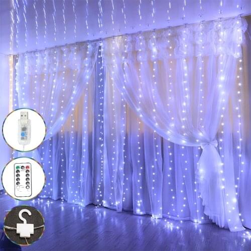 3M Fairy Curtain Light LED Remote Control USB Garland String Lamp For Home Wedding Window Holiday Christmas Party Decoration