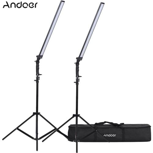 Andoer Photography Studio LED Lighting Kit Dimmable LED Video Light Handheld Fill Light w/Stand for Shooting Video Portraits etc