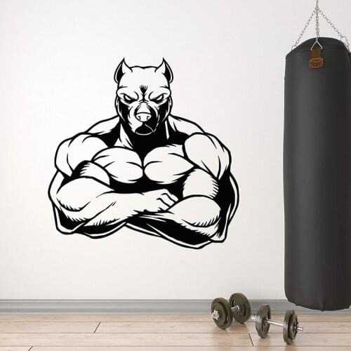 Dog Head Wall Decal Muscled Animal Pets Vinyl Window Stickers Gym Fitness Club Training Room Interior Decor Creative Mural E758