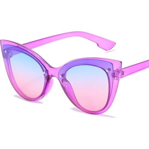 2021 New Fashion Big Frame Cat Eye Sunglasses for Women Female Trend ins Gradient Sun Glasses Street Shooting Leopard Eyewear