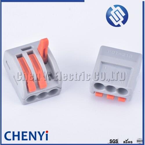 10 pcs 3 holes mini fast wire Universal Compact Wiring Connector push-in Terminal Block With Lever 0.08-2.5mm2 PCT-213